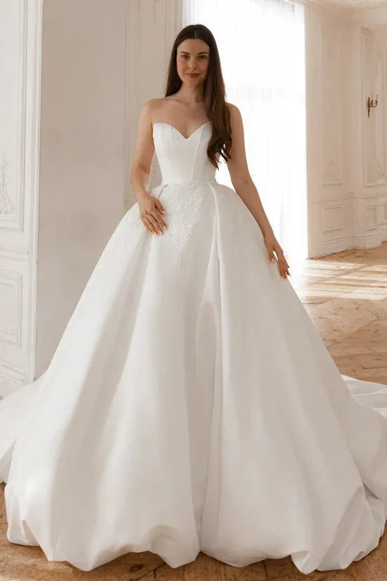 Extra Convertible Wedding Dress Princess Mermaid Bow Simple Satin Vestido De Novia Court Train Dress Bridal Gown Satin