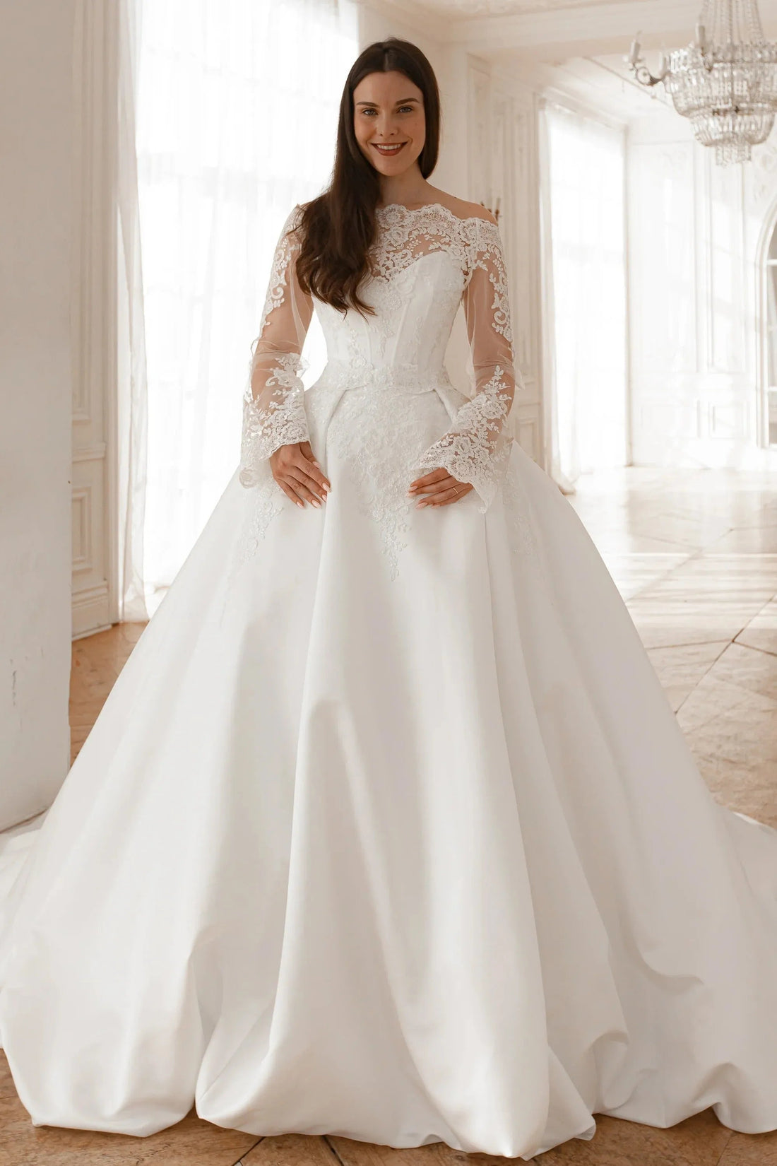 Extra Convertible Wedding Dress Princess Mermaid Bow Simple Satin Vestido De Novia Court Train Dress Bridal Gown Satin