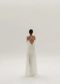 Short Wedding Dress with a Long Cape and a Back with Crossed Shoulder Straps Court Train White Sleeves Bridal Gowns Satin Modern Vestido De Novia Mermaid Princess Satin