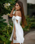 Short Form Fitting Wedding Dress with Detachable Straps and Lace-up Back Bridal Gowns Vestido De Novia Mermaid Princess Court Train Satin