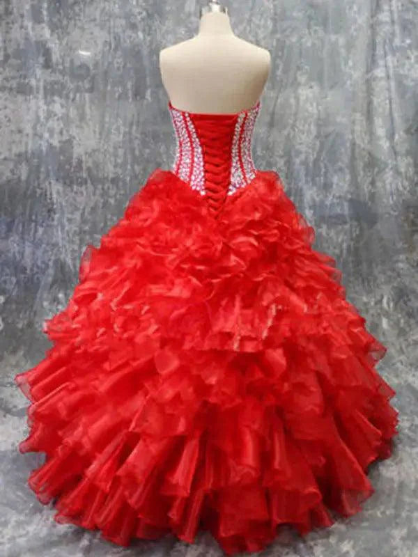 Quince Dress | Quinceanera Dresses Plus Size Beading Sparking Sweetheart Organza Vestidos De 15 Anos Princesa Party Gowns