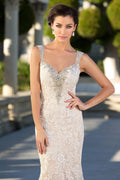 Luxury V-Neck Spaghetti Straps Lace Sleeveless Appliques Mermaid Wedding Dress For Bride Pattern Backless Bridal Gown
