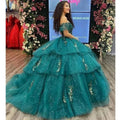 Quince Dress | Glittering Emerald Green Quinceanera Dresses Beading Lace Appliques Vestidos De 15 Anos Formal Birthday Party Prom