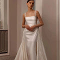 detachable 2 In 1 Mermaid Wedding Dress Bead Organza With Embroidery Sweetheart Back Backless Bride Sleeveless Vestido De Novia Satin