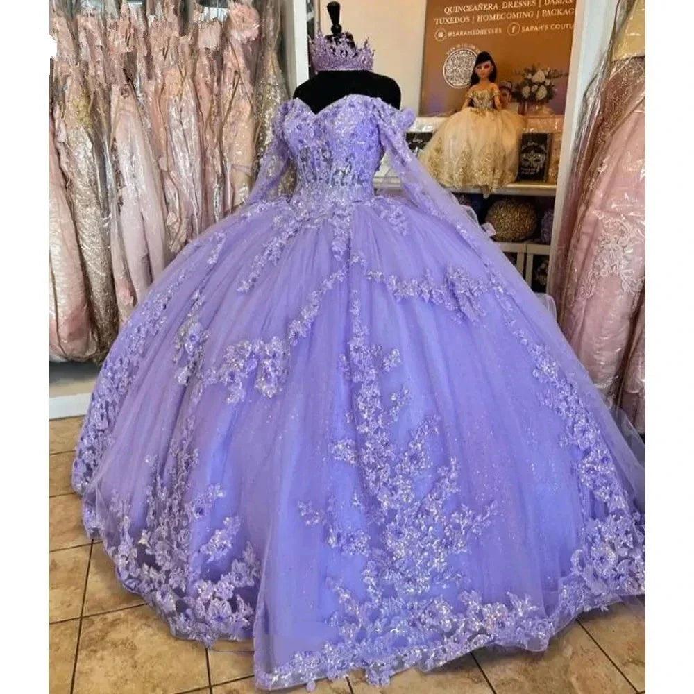 Quince Dress | Luxury Glittering Lavender Quinceanera Dresses Birthday Party Prom Princess Ball Gown Vestidos De 15 Anos Corset
