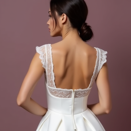 Short Wedding Dress and Mini Dress with a Belted Waist for a Defined Silhouette