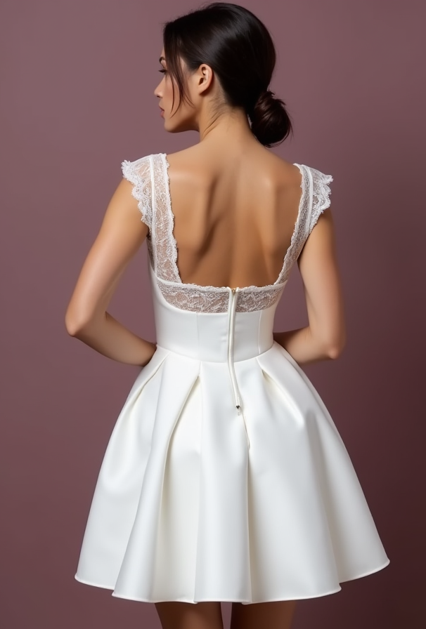Short Wedding Dress and Mini Dress with a Belted Waist for a Defined Silhouette