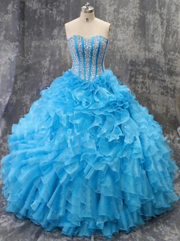 Quince Dress | Quinceanera Dresses Plus Size Beading Sparking Sweetheart Organza Vestidos De 15 Anos Princesa Party Gowns