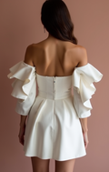 Sexy White Mini Short Wedding Dress with a High Slit for a Bold and Daring Bridal Look