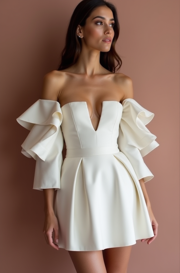 Sexy White Mini Short Wedding Dress with a High Slit for a Bold and Daring Bridal Look