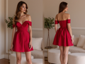 Regal Red Evening Dress & Prom Dress with Beaded Straps for a Luxurious Touch