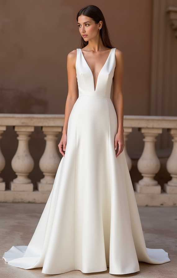 Timeless White Princess Wedding Dress with Satin Skirt and Beaded Corset Bodice