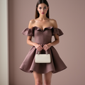 Romantic Brown Evening Dress & Prom Dress with Fitted Bodice and Dreamy Layers