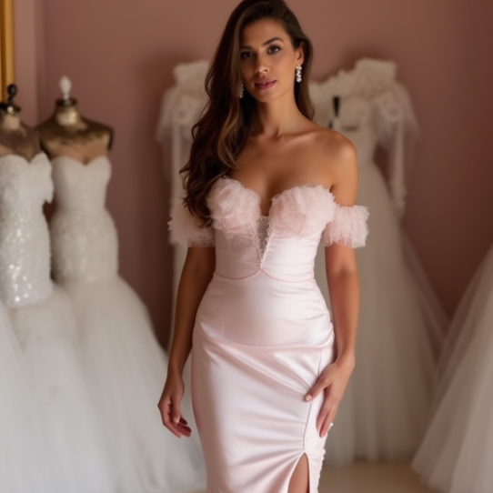 Sophisticated Pink Evening Dress & Prom Dress with Long Train for Maximum Drama