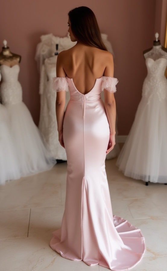 Sophisticated Pink Evening Dress & Prom Dress with Long Train for Maximum Drama