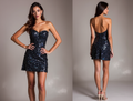 Trendy Black Evening Dress & Prom Dress with Crystal Straps and Fitted Silhouette