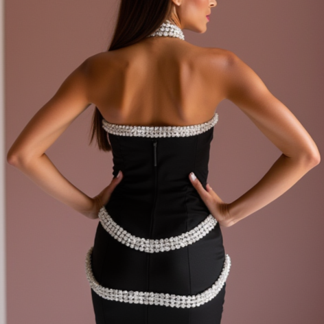 Stunning Black Evening Dress & Prom Dress with Waterfall Ruffle for a Unique Style