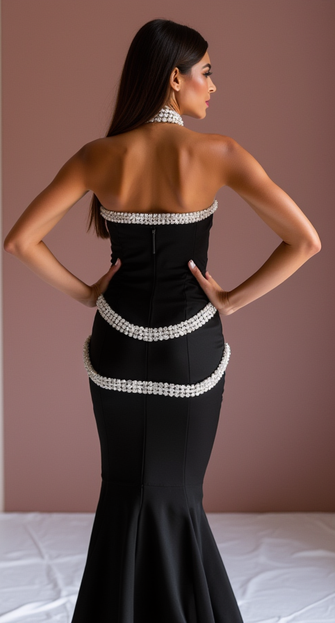 Stunning Black Evening Dress & Prom Dress with Waterfall Ruffle for a Unique Style