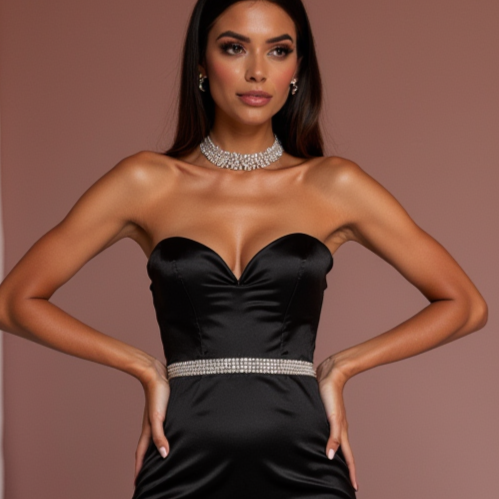 Elegant Black Evening Dress & Prom Dress with Jeweled Bodice for a Luxe Look