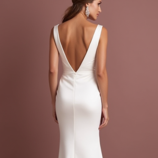 A-Line White Wedding Dress with Button Details for a Vintage-Inspired Look