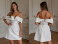 Short Wedding Dress and Mini Dress with Lace Details for a Chic Bridal Look