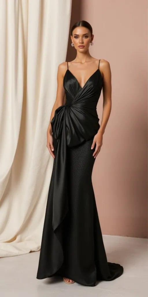 Black Wedding Dress with a Long Train for a Dark Fairytale Look