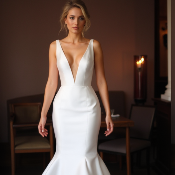 Elegant Trumpet Wedding Dress with a Timeless and Classic Design