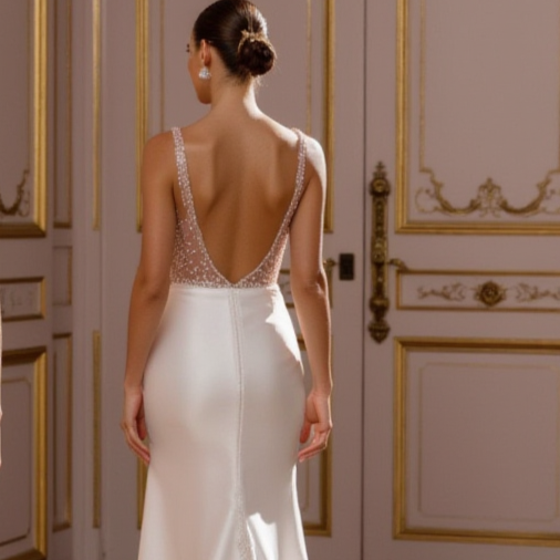 A-Line Bridal Gown with an Open Back for a Sophisticated Look