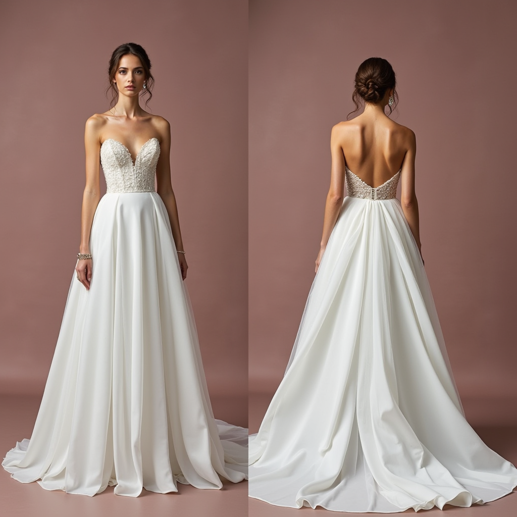 Romantic A-Line Gown with a Flowing Chiffon Skirt