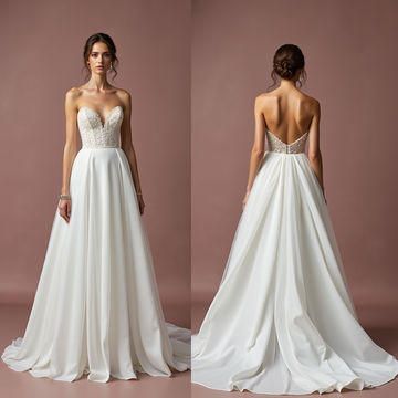 Romantic A-Line Gown with a Flowing Chiffon Skirt