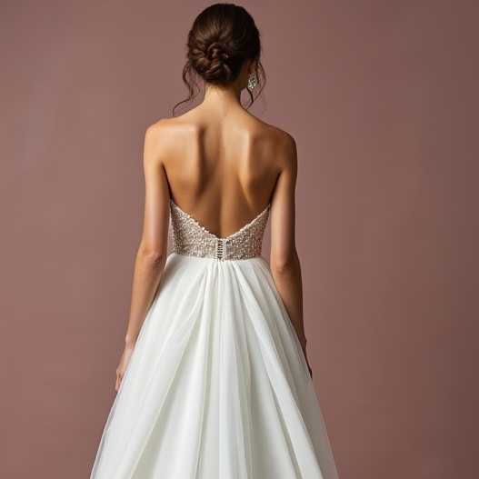 Romantic A-Line Gown with a Flowing Chiffon Skirt