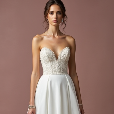 Romantic A-Line Gown with a Flowing Chiffon Skirt