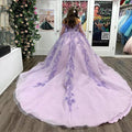 Quince Dress | Lilac Quinceanera Dresses Off-Shoulder Long Sleeves Beading Lace Vestidos De 15 Anos Birthday Party Prom Ball Gown